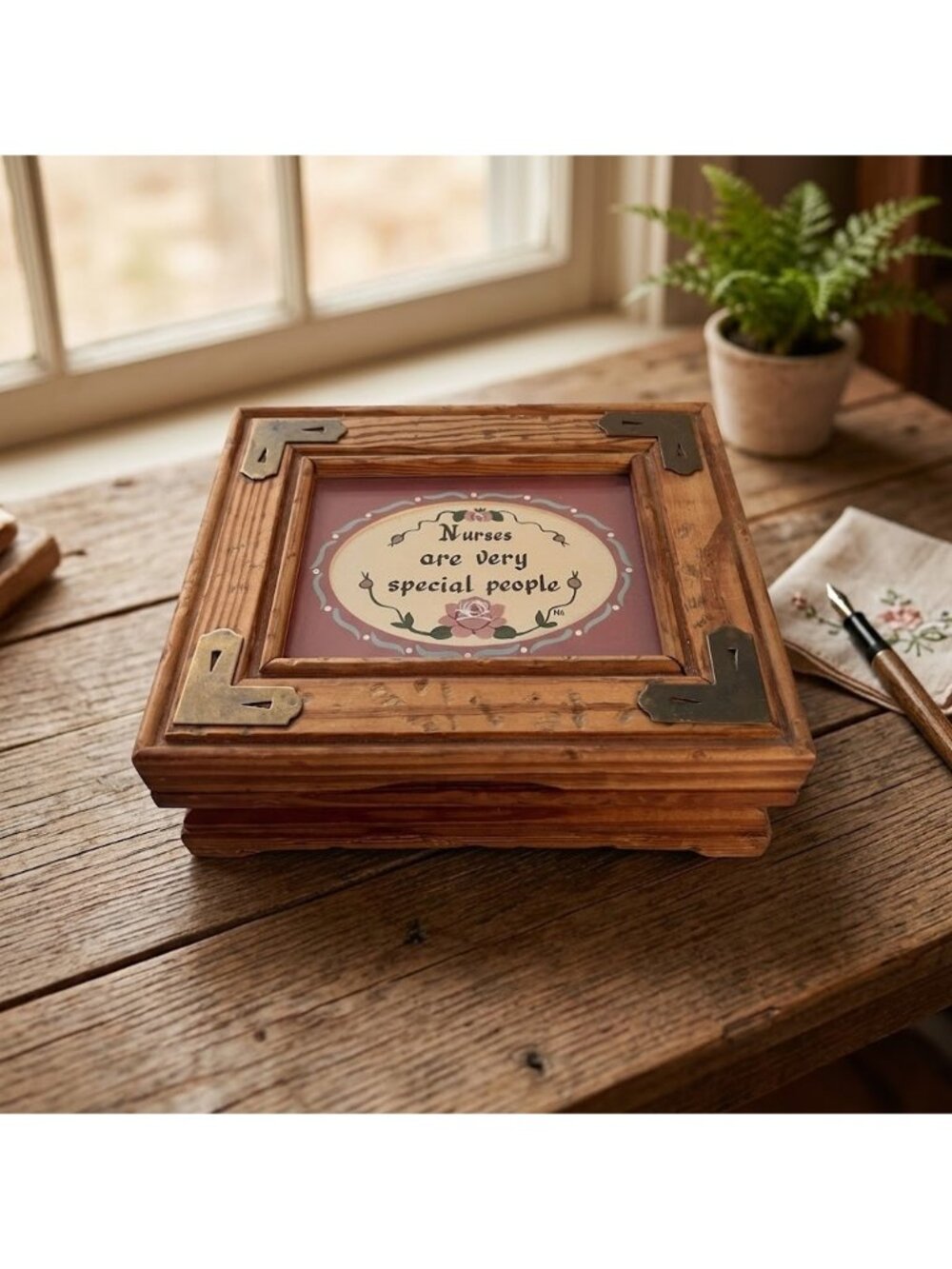 Vintage Handmade Handpainted Wooden Keepsake Box Nurses Are Very Special People